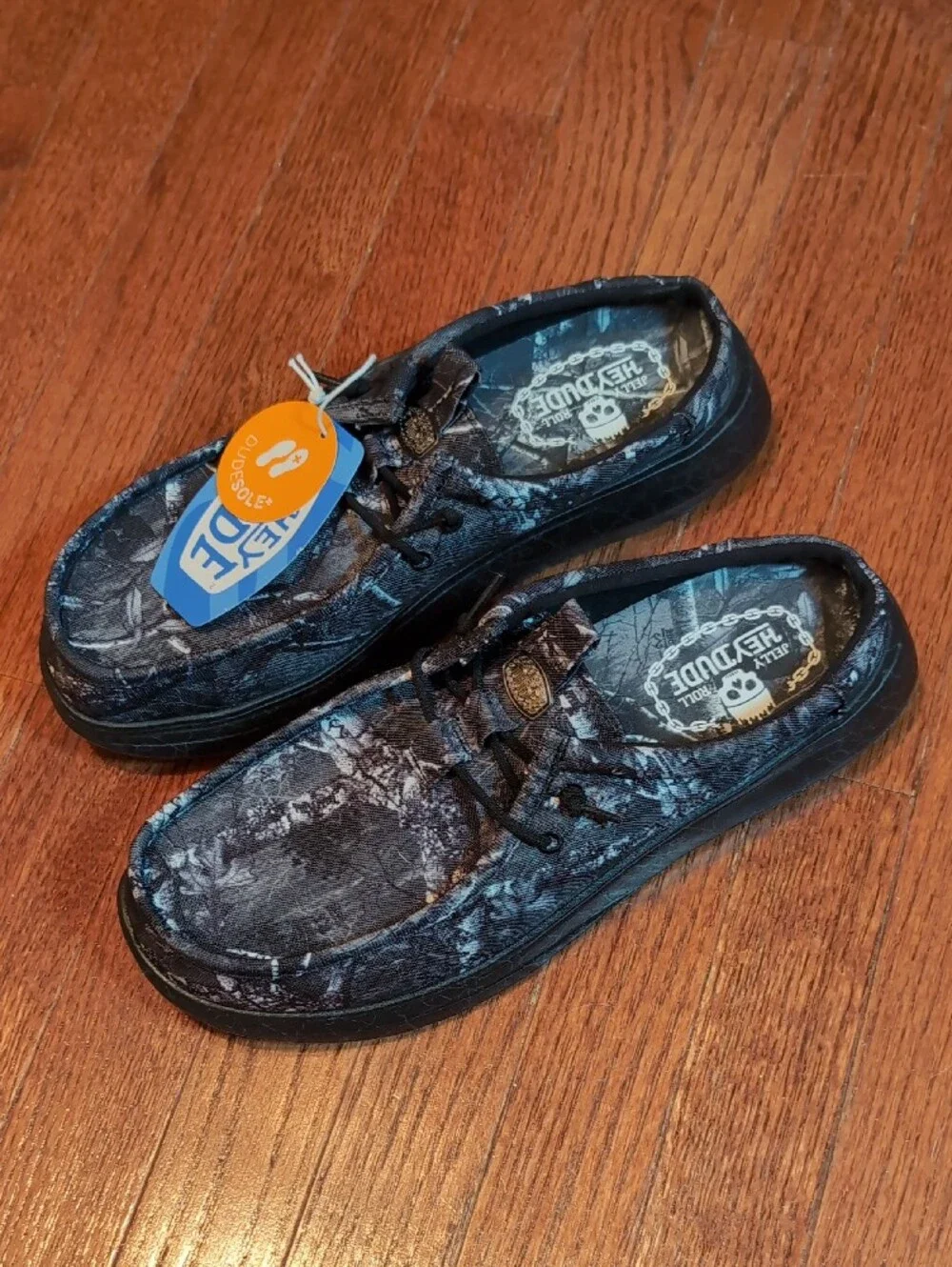 Hey Dude Jelly Roll Wally Comfy Slip-On Loafers Size 11 Black & Gray Tree Camo